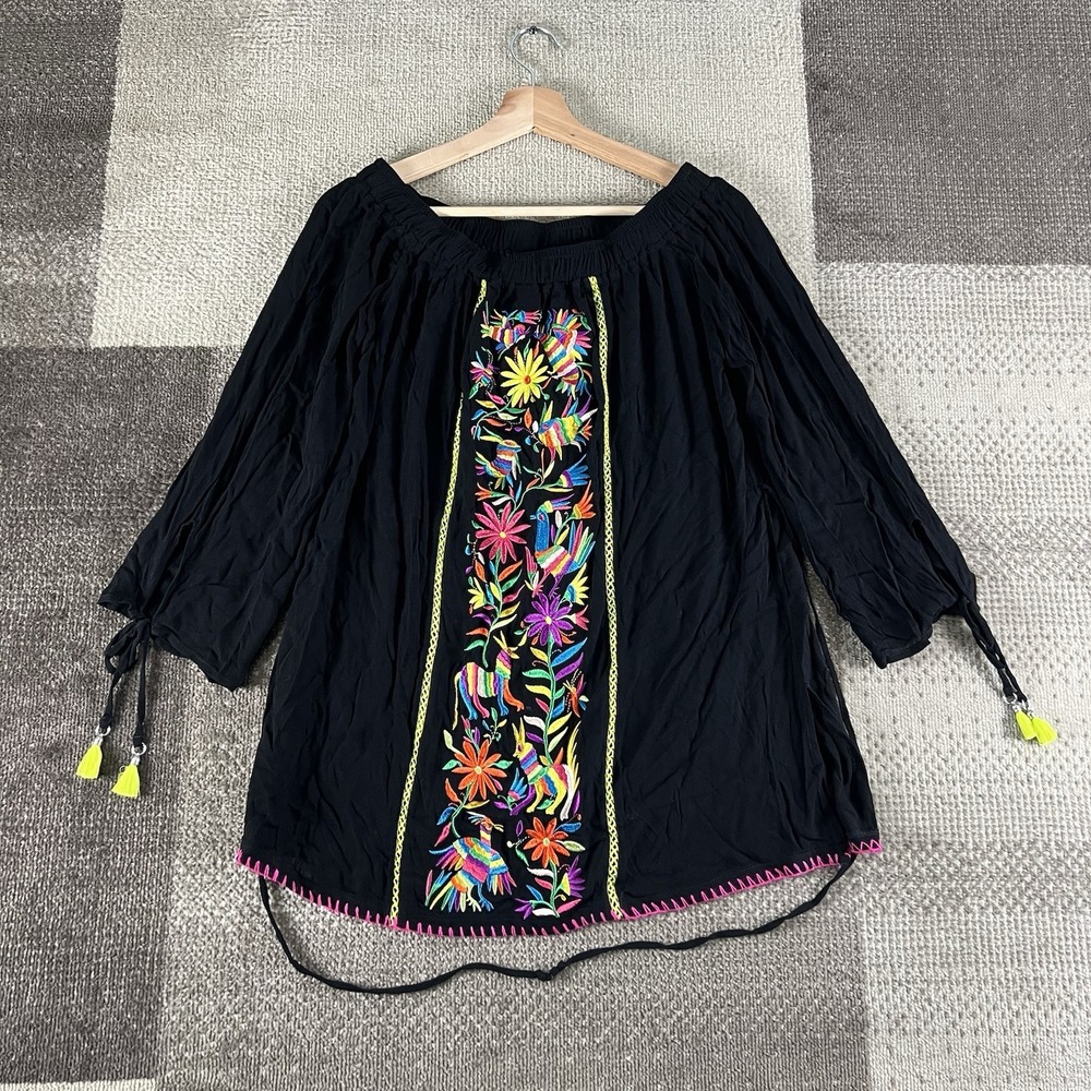 NWT Nanette Lepore Swim Black Isla Marietas Embroidered Cover-up Dress Size XS
